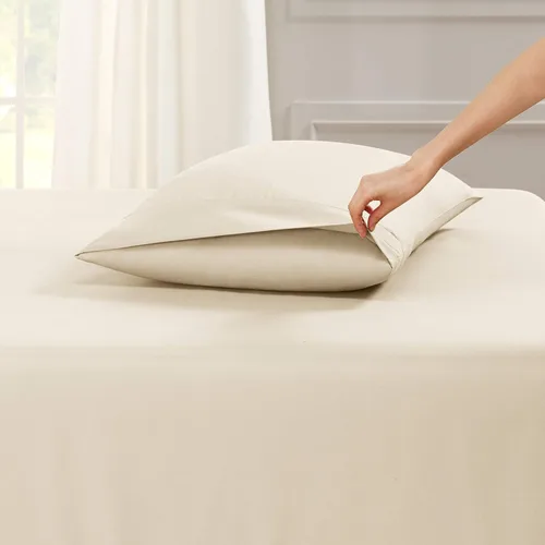 Vista 5 de Empyrean - Juego de 4 sábanas bajeras de bolsillo extra profundo de 110 GSM, juego de 4 sábanas de bolsillo extra profundo de 110 GSM, sábanas Beige