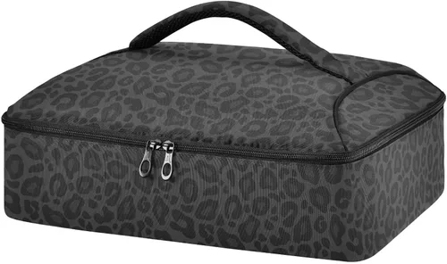 Bolsa térmica de pizza de guepardo negro, bolsa térmica con aislamiento de leopardo, cazuela para utensilios de cocina para alimentos calientes o