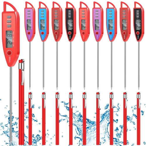Vista 8 de Copkim Juego de 3 Termómetros de Cocina Impermeables para Agua, Líquidos, Velas y Carne. Termómetro Digital de Carne con Sonda Larga de Lectura