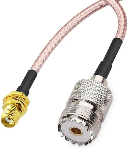 Vista 2 de DHT Electronics Cable de antena de mano para Wouxun Baofeng Quasheng Linton - Adaptador para base UHF y antenas móviles - SMA hembra a UHF SO-239