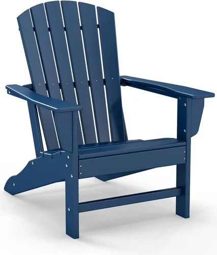 Vista 27 de GREENVINES Juego de 4 sillas Adirondack Plástico HDPE de grano de madera Silla de gran tamaño para hoguera Para todo tipo de clima Marrón