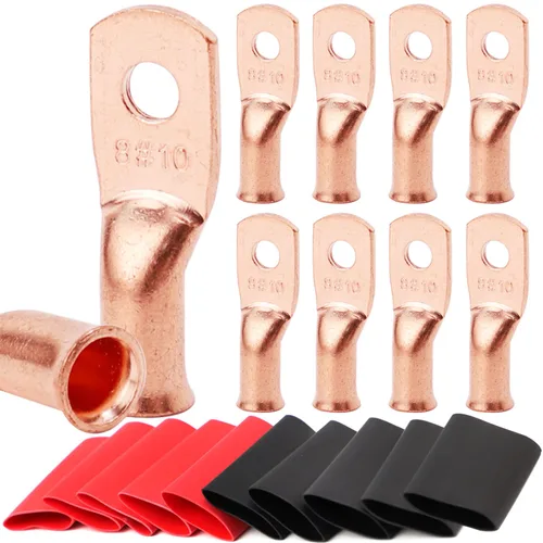 Vista 9 de TKDMR - Kit de 264 piezas de extremos de cable de batería, 132 piezas de terminales de anillo de lengüetas de cable de cobre resistentes AWG 8 6 4 2