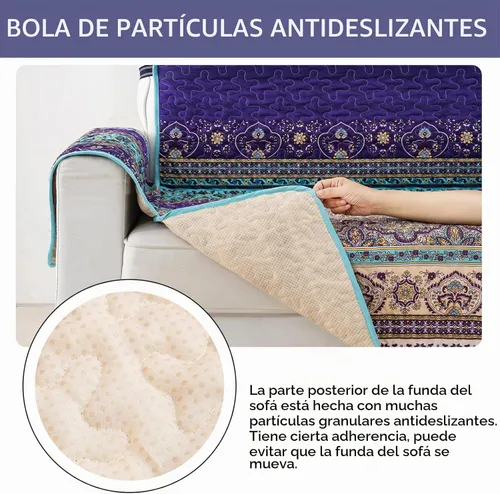 Vista 7 de Yiran - Funda de sofá floral con diseño de patchwork, funda de sofá suave de microfibra para mascotas y niños, con partículas antideslizantes