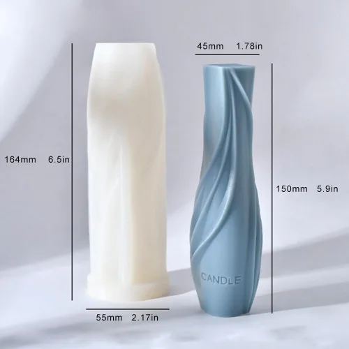 Vista 3 de ikasus Moldes de vela en forma de jarrón 3D, molde de silicona para hacer velas, velas de pilar, molde de resina, moldes de fundición de resina