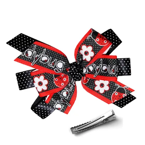 Vista 2 de WD2U - Clip de cocodrilo para niñas de 4.5 pulgadas, color rojo y negro