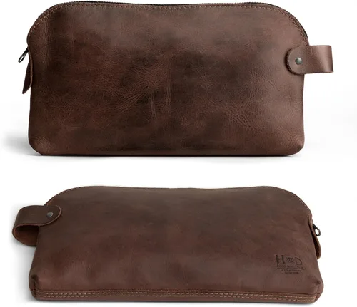 Vista 2 de Hide & Drink, Bolsa grande rústica multiusos para cables y cargadores, bolsa de viaje, bolsa multiusos, cuero de grano completo, hecho a mano