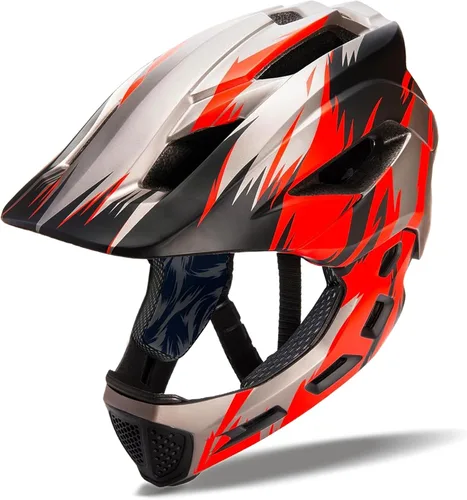 Vista 8 de Casco de cara completa para niños y niños, casco BMX multideporte desmontable para bicicleta sucia de montaña