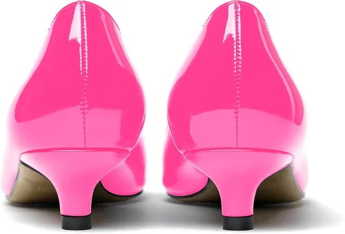 Vista 4 de MODENCOCO Zapatos de tacón bajo de patente sólida para mujer, con puntera puntiaguda, 1.5 pulgadas