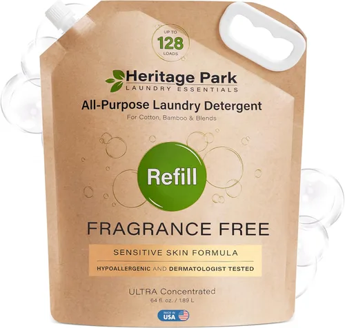 Vista 19 de Heritage Park - Detergente para ropa multiusos sin fragancia, pH neutro, probado por dermatólogos, agradable para la piel sensible, ultra
