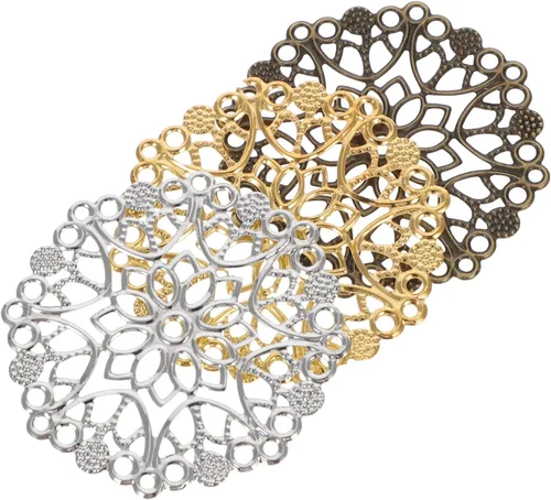 EXCEART 60 piezas de dijes de flores de metal vintage de filigrana con dijes de flores para joyería, adornos para manualidades, aretes, pulseras,