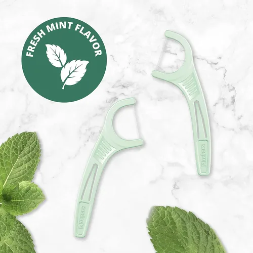 Vista 4 de Plackers Púas de hilo dental micro menta, hechas con Super TufFloss®, púas plegables protegidas, fáciles de usar, menta fresca, verde, envueltas