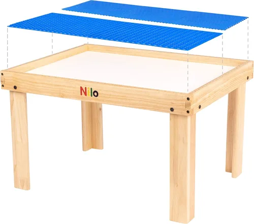 Set de mesa de actividades para niños NILO con dos placas base/tablas/esterillas de doble cara (mesa de juego N34 con agujeros, 24x32x20 y 2 placas