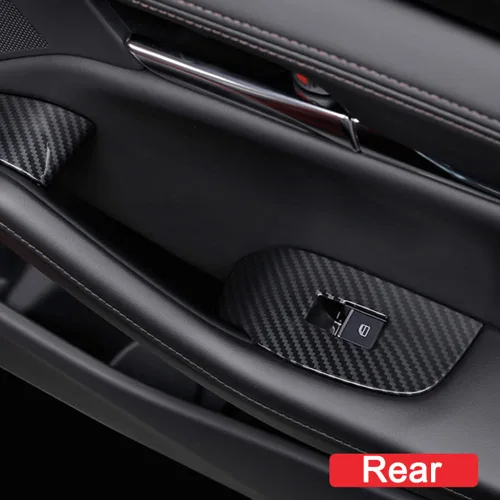 Vista 6 de AOKIO Compatible con Mazda 3 2020 2021 2022 2023 2024 2025 Accesorios Panel de Interruptor de Ventana de Puerta Cubierta Moldura de Botón de Control