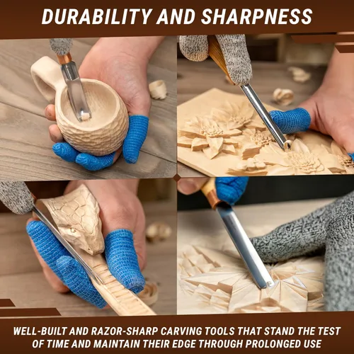 Vista 3 de BeaverCraft SC01 Juego de cinceles de tallado de madera S15 Kit de tallado de madera LS6P1 Kit de Stropping Set de cuero Strop Set