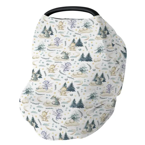 Vista 13 de Funda de asiento de coche de dragón y caballeros de cuento de hadas para bebés, dragones de fantasía, castillo de princesa, funda elástica 5 en 1