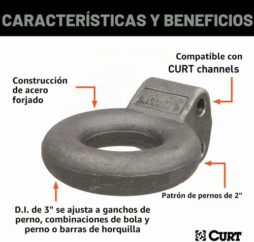 Vista 3 de Ojales para enganche de remolque estilo canal°48660°CURT