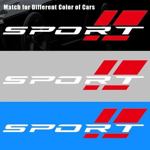 Vista 3 de Pincuttee Calcomanía de letra deportiva para automóvil, calcomanía reflectante para automóvil, calcomanías para rojo +blanco