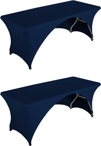 Vista 20 de LZY Paquete de 2 manteles ajustables para mesas plegables de 6 pies, espalda abierta, manteles rectangulares de elastano/elástico/elásticos