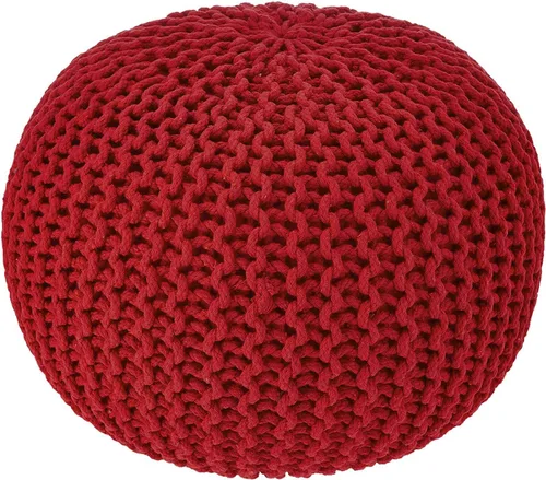 Vista 18 de REDEARTH Puf Otomano Redondo - Tejido a Mano Cable Boho Poof - Pouffe Reposapiés Circular para Sala de Estar - Dormitorio - Patio - 100% Algodón