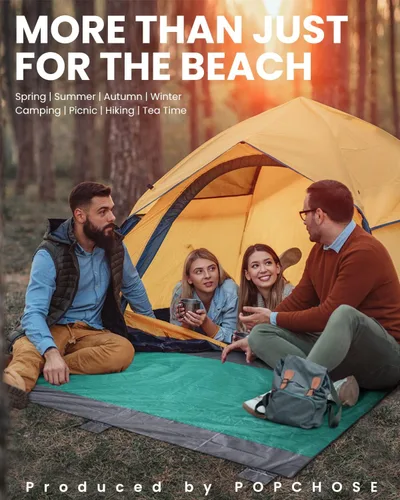Vista 4 de POPCHOSE Beach Blanket Beach Blanket Waterproof Sandproof Extra Large Sandproof Beach Blanket for 4-7 Adults Waterproof Picnic Blanket with 6 Stakes