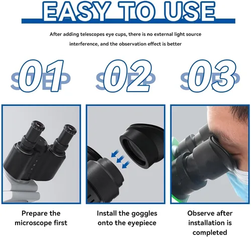 Vista 3 de 2 copas binoculares de repuesto, 1.063 in de diámetro interior, plegables, de goma, protectores de ojos