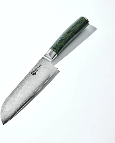 Vista 12 de Cuchillo de cocina HexClad, hoja de acero inoxidable japonés de Damasco de 3.5 pulgadas, mango de Pakkawood