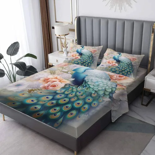 Vista 13 de Juego de sábanas abstractas tamaño individual, sábanas de microfibra suave, bolsillo profundo, sábanas y fundas de almohada estampadas sin arrugas