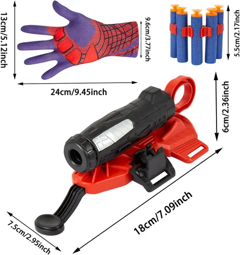 Vista 2 de Spider Gloves Man Web Shooter Toy with Wrist, Spider Launcher Gloves Cosplay Toy Set for Kids
