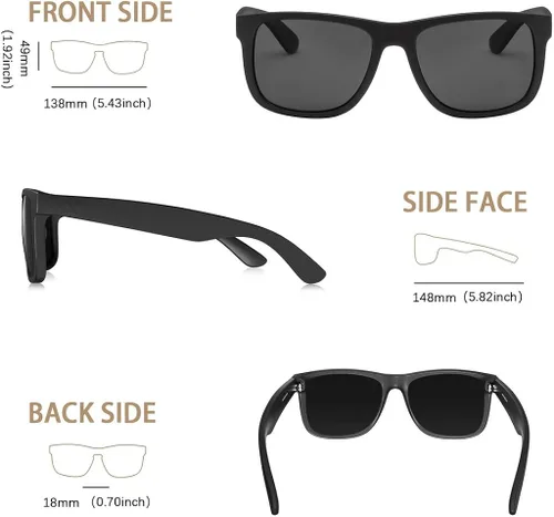 Vista 3 de MAXJULI Gafas de sol polarizadas para hombres y mujeres, gafas de sol rectangulares con protección UV 8806