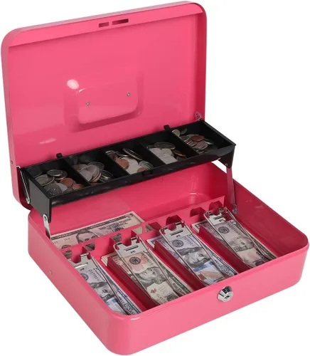 Vista 10 de Decaller - Caja de dinero en voladizo de metal con cerradura de combinación, caja de dinero grande con cerradura Decaller - 5 compartimentos y 4