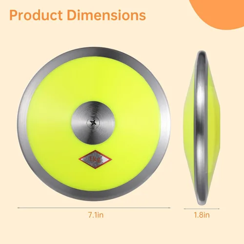 Vista 4 de Disco deportivo de 2.2 lbs, disco de nailon con borde y centro de acero, disco de práctica de 2.2 libras, disco de entrenamiento para hombres