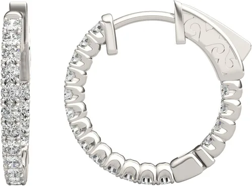 Charles & Colvard - Aretes de aro redondos de moissanita de oro blanco de 14 quilates, 0.68 cttw DEW, Metal, Moissanita