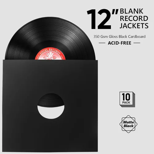 Vista 2 de Fundas de papel de estraza para discos de vinilo, 10 unidades, fundas de papel kraft para discos de vinilo LP, fundas de cartón con agujero central