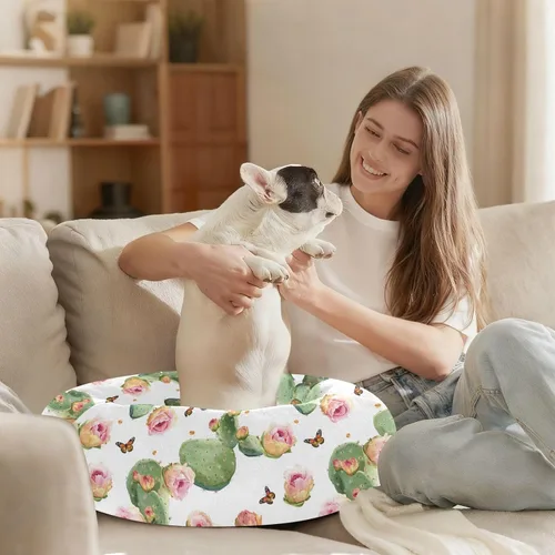 Vista 8 de Wudan Pet Cat Beds Relieve Stress Fluffy Dog & Cat Cushion for Small Size Pets Sleeping XS Beauty Prickly Pear Fruit White
