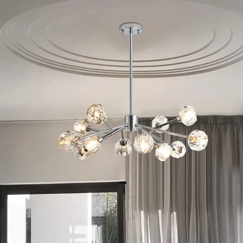 Vista 20 de Weesalife Sputnik - Candelabros para comedor sobre mesa, modernos candelabros de cristal, 6 luces negras para sala de estar, dormitorio, isla