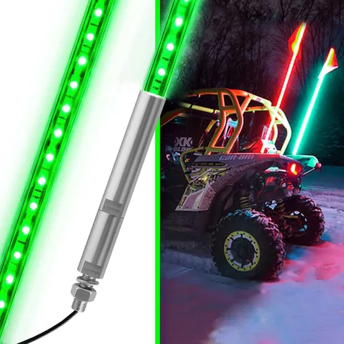 Vista 8 de 1 luz azul de látigo COB de 3 pies, impermeable, para poste de bandera para lado a lado, luz de látigo COB UTV para Can-Am Polaris ATV UTV Dune