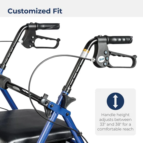 Vista 4 de Andador Drive Medical, de aluminio con ruedas, 7.5 pulgadas, R728BL, Universal, Azul, 1, 1