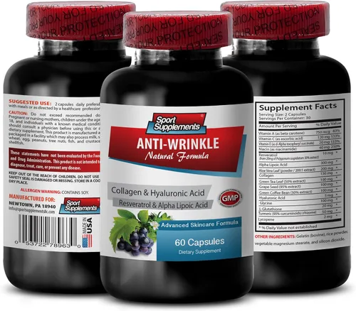 Resveratrol 250 - Píldoras antiarrugas - Cuidado de la piel antienvejecimiento para mujeres, píldoras antiarrugas de colágeno, jugo de aloe vera