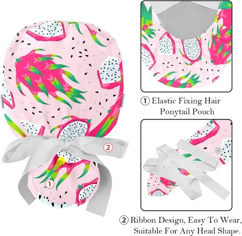 Vista 4 de FFLOWER 2 gorras de trabajo con botones, banda para el sudor, dibujos animados, dinosaurio, cohete, cinta para atar en la parte trasera, Multicolor