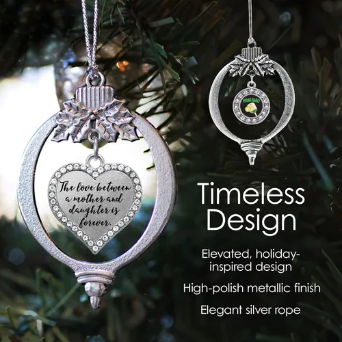 Vista 4 de Inspired Silver Adornos festivos de dije de corazón pave de plata con circonitas cúbicas