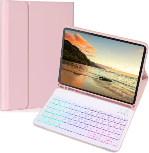 Vista 11 de Funda para teclado para Galaxy Tab S6 Lite de 10.4 pulgadas 2024/2022/2020, cubierta de teclado Bluetooth magnético desmontable con retroiluminación