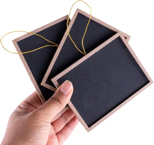 Vista 3 de Super Z Outlet Mini pizarra rectangular de tiza colgante con marco de madera de 3 x 4 pulgadas para artes y manualidades, numeración de mesa