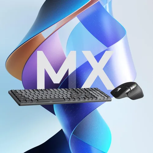 Vista 7 de Teclado Inalámbrico Iluminado Mecánico de Tamaño Completo Logitech MX, Táctil Silencioso, y Paquete de Mouse Inalámbrico Bluetooth de Rendimiento MX