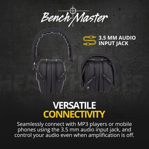 Vista 3 de BenchMaster Rifleman TAC - Orejeras electrónicas para disparos, 25 dB, reducción de ruido, auriculares con cancelación de ruido, tiempo de reacción