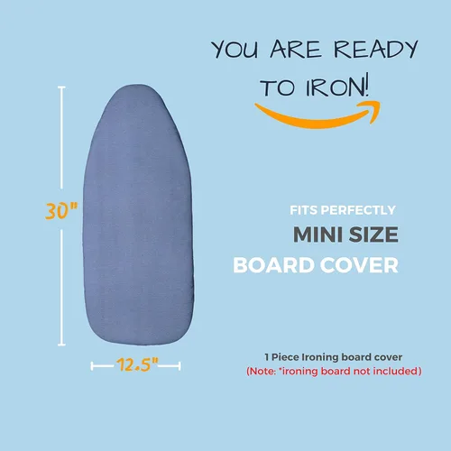 Vista 6 de Funda y almohadilla inteligente para tabla de planchar de 12.5 x 30 pulgadas con tamaño estándar, se adapta a la tabla pequeña, mini tabla, fácil