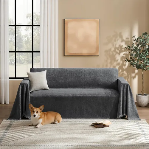 Vista 13 de Funda de sofá modular para perros, lavable para sofá de 2 cojines, funda de felpilla para sofá seccional, protector de muebles multiusos para niños