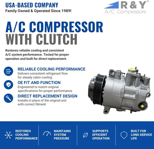 Vista 2 de Compresor de aire acondicionado automotriz RYC y embrague de A/C IG394