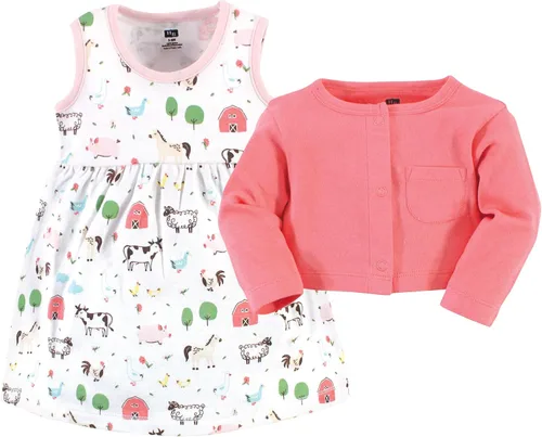 Vista 2 de Hudson - Conjunto de vestido y cárdigan de algodón para bebé