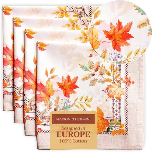 Vista 87 de Maison d' Hermine Juego de 4 servilletas de tela 100% algodón, suaves y duraderas, servilletas cuadradas reutilizables para uso diario, lavables