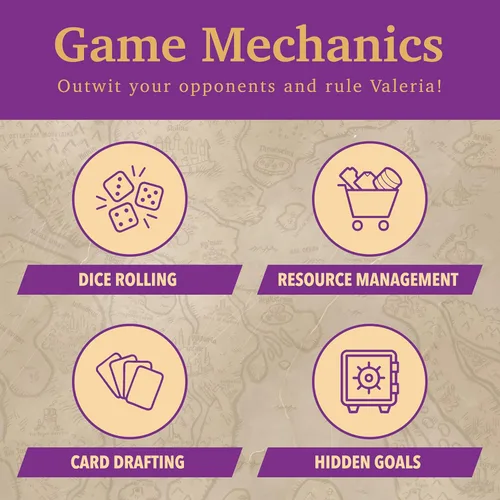 Vista 5 de Valeria Card Kingdoms Juego de mesa – Estrategia y rodar dados con gestión de recursos – Diversión para adolescentes, adultos, noche